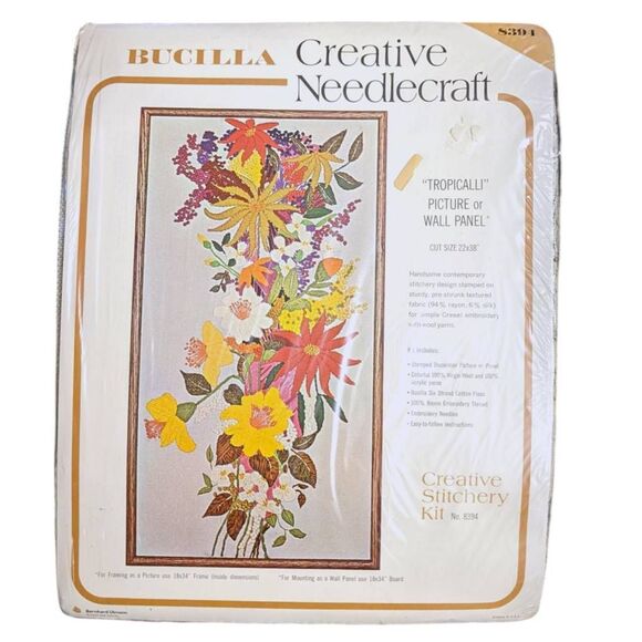 Bucilla Creative Needlecraft Tropicalli Pic Wall Panel Vintage 8394 New 22"x38" - Picture 1 of 4